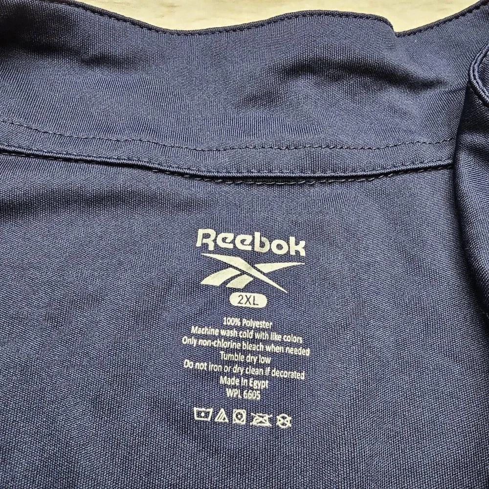Reebok Mens 2XL Blue Long Sleeve Pullover Golf 1/4 Zip Lightweight Jacket (Logo)